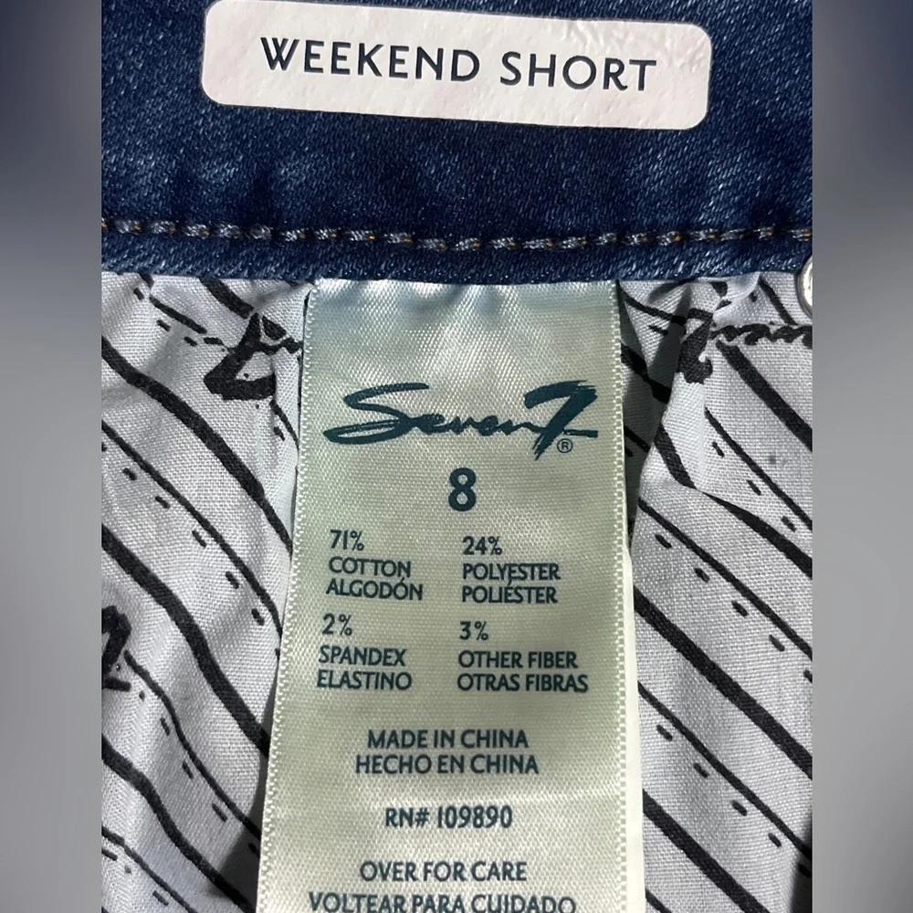 Seven7 Weekend Short‎ Stretch Denim Blue Women’s Shirt Sz 8